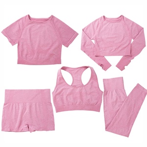 Bộ 5 Sản Phẩm Yoga Không Đường May Cho Nữ Áo Ngực Thể Thao Logo Tùy Chỉnh Quần Legging Tập Thể Dục Quần Áo Tập Gym - Product Image 1