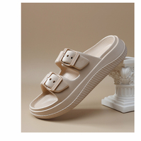 Sandales à boucle pour femmes, semelle épaisse, double sangle réglable, sandales pour hommes, pantoufles de créateur à deux brides, vente en gros, logo personnalisé