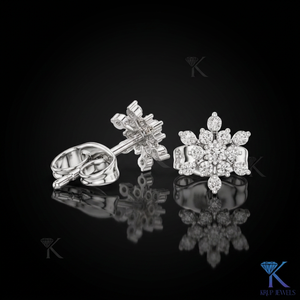 Lab Grown Diamond Snowflake <b>Stud</b> Earrings 13 Stone Cluster 14K 18K Solid Gold Fine Women Jewelry Bridal Anniversary Gift - Product Image 2