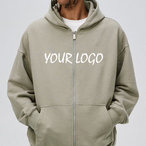 Oversized <b>Hoodie</b> Vintage Washed Drop Shoulder Jacket Kangaroo <b>Pocket</b> Blank <b>Zip</b> Custom Logo Casual Streetwear Wholesale - Product Image 1