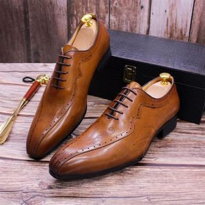 Zapatos de Vestir Oxford de Alta Calidad Estilo Italiano para Hombre, de Cuero, con Cordones, Estampado Láser, Punta Puntiaguda, para Traje, Negocios, Bodas y Fiestas - Product Image 6