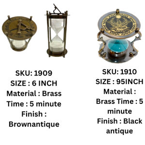 Nautical Brass Hourglass Sand <b>Timer</b> With Grey Sand Gifts for Dads Men Women Christmas Decor Home and Office Decor - Product Image 6