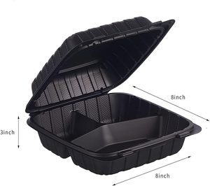 Barquettes alimentaires carrées en <span class=keywords><strong>polypropylène</strong></span> écologique à compartiments, en amidon de maïs, robustes, jetables, pour plats à emporter, nouilles et sandwichs - Product Image 5