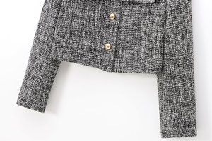 Set Due Pezzi da <span class=keywords><strong>Donna</strong></span> all'Ingrosso: <span class=keywords><strong>Blazer</strong></span> Corto e Pantaloncini in <span class=keywords><strong>Tweed</strong></span> Classico, Formale e Casual con Bottoni Frontali - Product Image 4