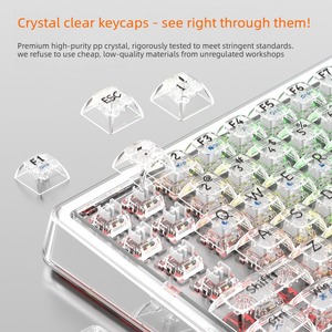 <span class=keywords><strong>Clavier</strong></span> de jeu mécanique transparent <span class=keywords><strong>K60</strong></span> sans fil tri-mode avec bouton rotatif, claviers TKL compacts à échange à chaud pour les joueurs/bureau - Product Image 4