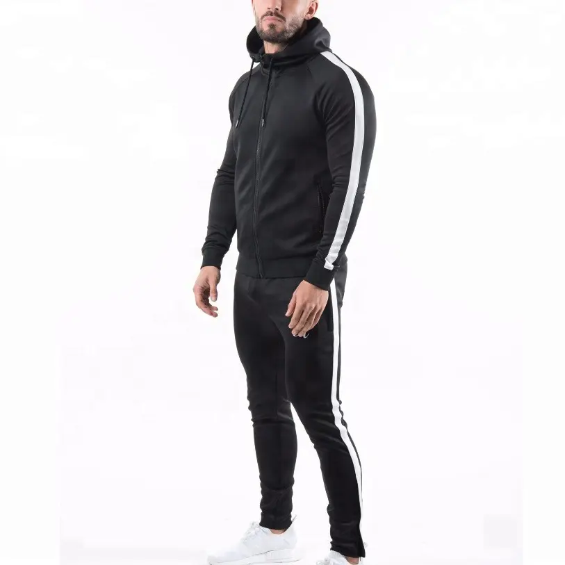 Wholesale gym fitness wear zip up hoodie and Joggers Outdoors custom mens Training Tracksuits