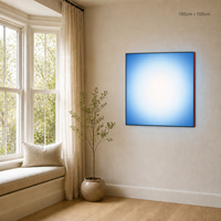 Peinture LED Minimaliste Bleue en Gros, Tableau Lumineux Ciel Bleu, Cadre Ultra-fin Carré, Décoration Murale pour Studio de Yoga