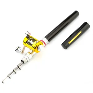 1.6M Pocket Collapsible Fishing Rod Reel Combo Mini Pen Fishing Pole Kit 7  Colors Pen Shape Folded Rod With Reel Wheel