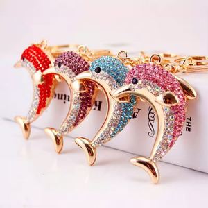 Wholesale Cute Ocean Keychain Turtle Dolphin Crab Metal Charm Bling Rhinestone Fashion <b>Bag</b> Accessory Car Keychain - Product Image 3