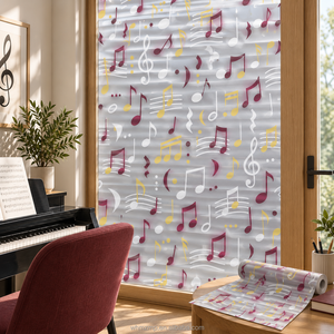 Pellicola Adesiva Statica con Note Musicali per Vetri di Studi Musicali e Decorazione d'Interni - Product Image 1