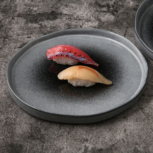 Assiettes rondes en céramique, service de table, irrégulier <span class=keywords><strong>gris</strong></span> <span class=keywords><strong>clair</strong></span>, vaisselle en grès de style occidental - Product Image 3