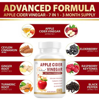 Capsules de Vinaigre de Cidre de Pomme 7-en-1 Marque Blanche OEM ODM, 60 unités, avec Curcuma, Gingembre, Cannelle de Ceylan, Baies d'Aronia