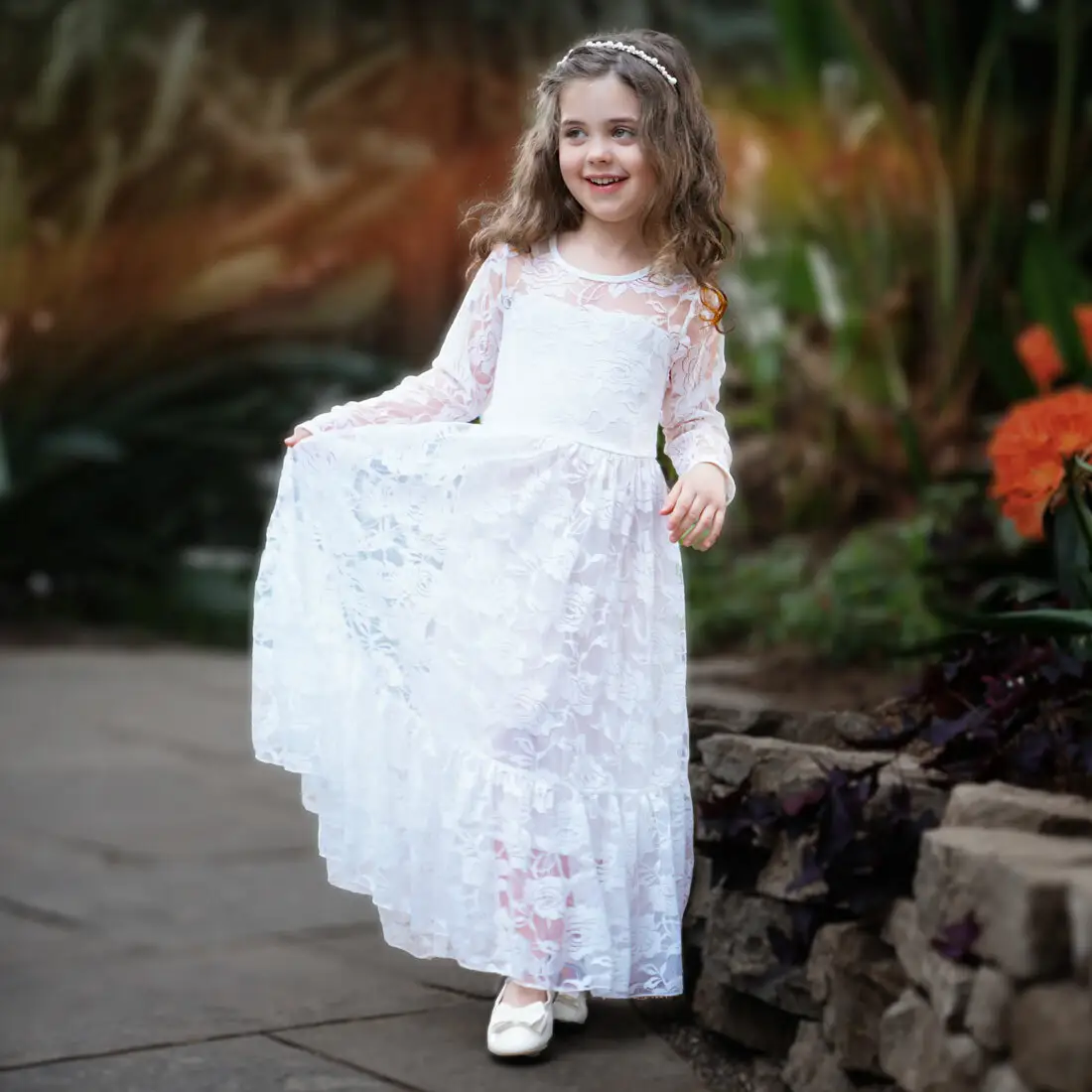 Popular Lace Rose Embroidery Girls Birthday Wedding Dresses Little Girl Frock Design Princess Event Shows Ball Gown Pettiskirt