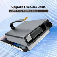 Cable de Carga Rápida Retráctil Tipo-C a Tipo-C 6A 100W, Diseño Metálico Delgado para Teléfonos Móviles IOS, Auriculares, Relojes Inteligentes y Laptops