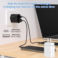 Hoge kwaliteit telefoonladers 25 watt Type-C oplader Origineel QC 3.0 25W GaN-lader PD PPS Dual Port snellader voor Android