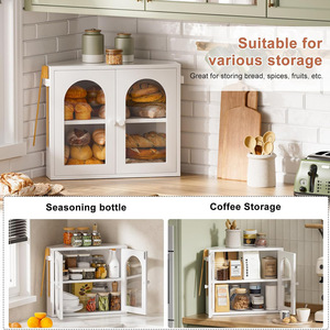 Modern Minimalist Bamboo Bread Box Rectangle Multifunctional <b>Kitchen</b> Storage For Food And Desserts With Layered Design - Product Image 5