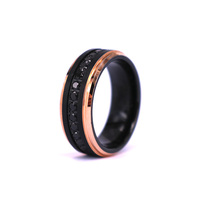 Bracelets de mariage en tungstène pour hommes, noir, or Rose, avec bague d'éternité en zircone cubique incrustée de CZ, 8mm