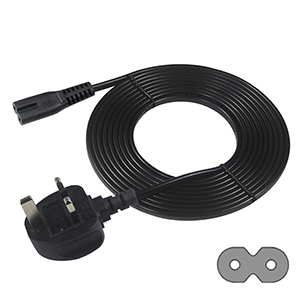 Figure 8 Câble d'alimentation 2 broches compatible avec les imprimantes LED LCD Smart TV Monitor PC Laptop IEC C7 Power UK Lead Plug Cord - Product Image 2