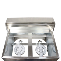 Friteuse à gaz en acier inoxydable à double réservoir, best-seller, adaptée à la friture de frites et de poulet, etc., qualité commerciale.