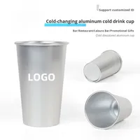 Tasse en aluminium avec logo personnalisé 450ml Tasse à bière réutilisable à couleur changeante thermique réactive écologique pour les événements en plein air