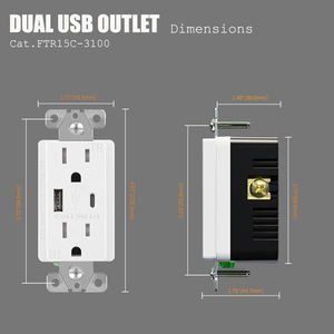 Receptáculo USB NEMA 5-15r de Amé<span class=keywords><strong>rica</strong></span>, toma de Corriente Dual USB, toma USB de 120V, <span class=keywords><strong>enchufe</strong></span> de cargador USB, lista UL - Product Image 4