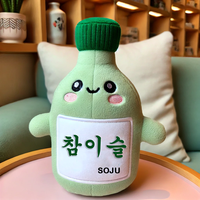 Bouteille de Soju coréenne en peluche personnalisée Nouveau design Poupée en peluche douce Jouet en coton mignon pour cadeaux et décorations Techniques brodées Remplissage en PP