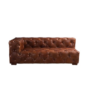 Canapé <span class=keywords><strong>Chesterfield</strong></span> en cuir véritable sectionnel personnalisé, style mid-century, trois places, capitonné, en forme de L, ensemble de canapés pour salon, meubles de villa - Product Image 4