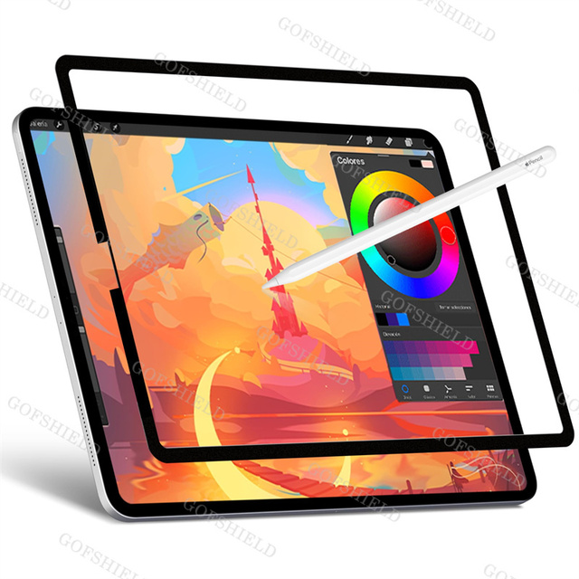 Reusable Black Framed Glue Film Handwriting Texture Protective Film Paper Texture Screen Protector for iPad Pro 12.9