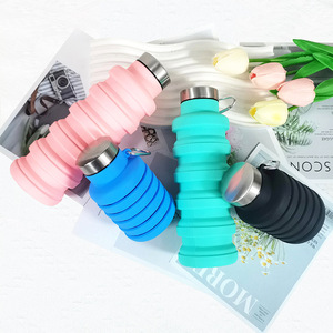 Bouteille d'eau de sport pliable en plein air portable personnalisée en gros capacité de 500ml bouteille d'eau chaude en silicone de tasse de boisson de voyage - Product Image 6