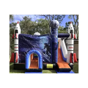 Space Shuttle Bounce House com Slide Inflatable Rocket Combo Bouncer Castle para crianças e adultos