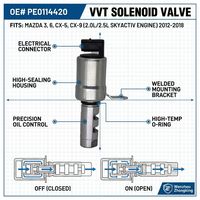 Électrovanne de distribution variable (VVT) de remplacement pour Mazda 3 6 CX-5 CX-9 2.0L (PE0114420A) – Pièce moteur