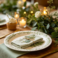 Assiettes en papier à motif végétal, vaisselle jetable pour mariages et événements en plein air
