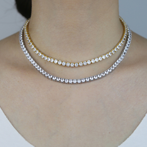Lusso Bling Cubic <span class=keywords><strong>zirconi</strong></span> completamente pavimentato 1 fila di matrimonio girocolli Sexy per le donne 4MM CZ collana a catena da Tennis regalo per le signore - Product Image 6