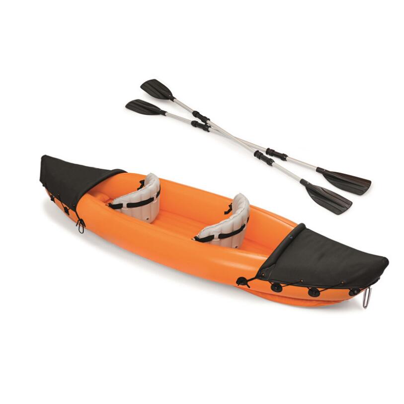 Надувная лодка для рафтинга, резиновая гребная двухместная штурмовая лодка, каяк, лодка для доставки, весло, воздушный насос
