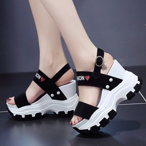 Sandales D'Été Décontractées à Talons Compensés Élevés pour Femmes, Bout Ouvert, Épaisses, Tendance Plage - Product Image 3