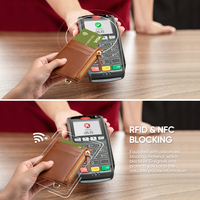 Dompet Kartu Kulit Tipis Anti RFID Wanita Custom Logo TWW107 dengan Kantong Resleting