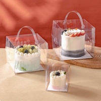 Boîte à gâteau carrée haute transparente en plastique, boîte d'emballage pour mousse d'anniversaire avec poignée, en plastique du Guangdong