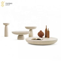 Table basse en marbre de travertin naturel beige poli de conception simple de YUSHI pour la décoration à la maison