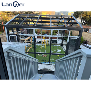 Véranda de jardin extérieure avec toit incliné et triangle en aluminium et verre trempé avec cadre en alliage - Product Image 4