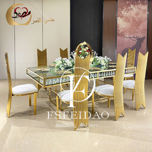 Mesa de Comedor Rectangular Moderna y Lujosa con Marco de Acero Inoxidable y Cristal para Restaurante, Eventos, Bodas, Hotel y Sala de Estar - Product Image 4