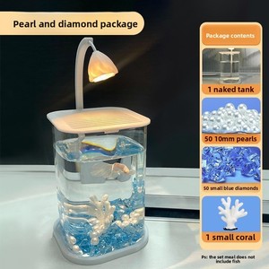 <span class=keywords><strong>Acquario</strong></span> per Pesci Betta Super Bianco, Piccolo e Creativo, Decorazione da Tavolo per Soggiorno, Illuminazione per Osservazione, Realizzato Interamente a Mano - Product Image 6