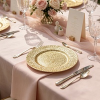 Assiettes de Présentation Dorées en Plastique de Luxe Tendance pour Mariages et Événements – Vente en Gros