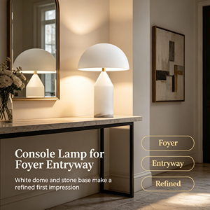 Lámpara de Mesa Moderna con Forma de Hongo, Pantalla de Vidrio Esmerilado en Forma de Cúpula, Base con Textura de Montaña en Degradado, Lámpara de Escritorio, Lámpara de Noche de Latón para Dormitorio - Product Image 1
