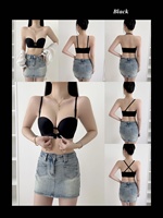 Soutien-gorge push-up convertible 5-en-1 multi-positions à fermeture avant en V profond, 5 styles de port, sans bretelles, sans dos, pour robes de mariée, sans armatures