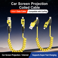 Câble de charge rapide 4-en-1 à ressort 60W, multi-charge rapide et transfert de données, cordon de charge rétractable pour tous les téléphones - Offre Spéciale
