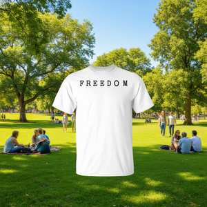 Camiseta Freedom para hombre y mujer, ropa informal de algodón blanco - Product Image 3