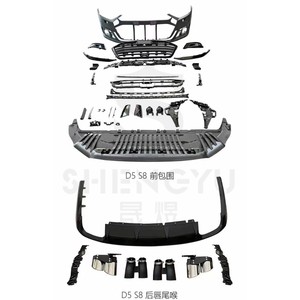 Kit de conversion automatique pour Audi <span class=keywords><strong>A8</strong></span> D5 19-22 mise à niveau <span class=keywords><strong>S8</strong></span> avec pare-chocs avant de voiture ABS calandre diffuseur arrière tuyaux d'échappement - Product Image 1
