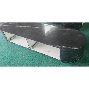 Mesa de Centro Redonda Rectangular de Cuarcita Negra Brasilia de Estilo Moderno y Lujoso, Directo de Fábrica, con Cajones para Sala de Estar Interior - Product Image 5