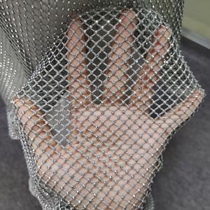 Mode Bestseller <span class=keywords><strong>Bling</strong></span> Ss10 <span class=keywords><strong>Crystal</strong></span> White Strass Netto Mesh Stof Klassieke Lichtgrijze Jurk - Product Image 5