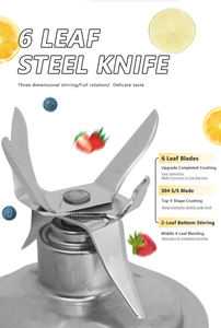 Mixeur de comptoir professionnel en plastique haute performance 500W 1,25L 6 lames, broyeur à glace puissant, machine à jus pour restaurant - Product Image 4